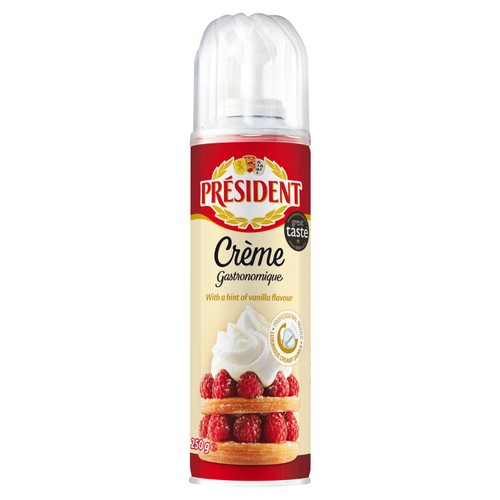 President vanilla spray cream aerosol can, imported from the UK