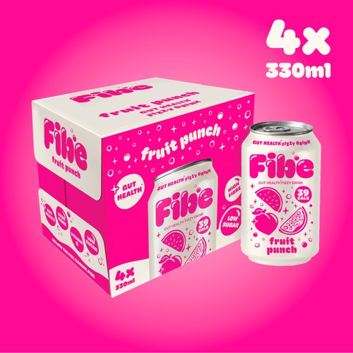 Fibe fruit punch drink 4 x 250ml cans - British product