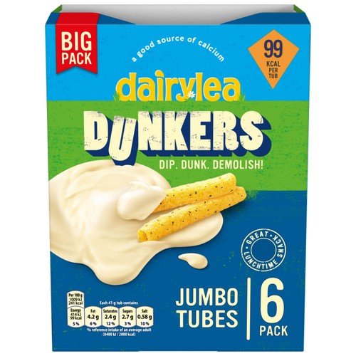 Dairylea cheese dip snack with jumbo tubes 6 x 41g - British product