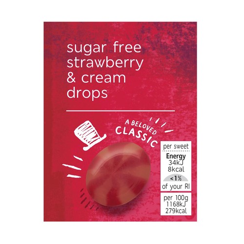 M&S sugar-free strawberry and cream drops 42g, imported from the UK