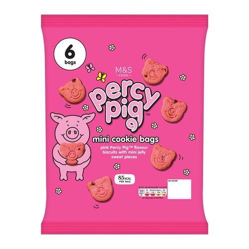 M&S Percy Pig strawberry jelly biscuits 6 x 18g bags, imported from the UK