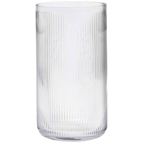 M&S clear ribbed glass cylinder vase 27cm (British brand)