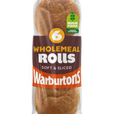 Warburtons sliced wholemeal rolls 6 pack (British brand)