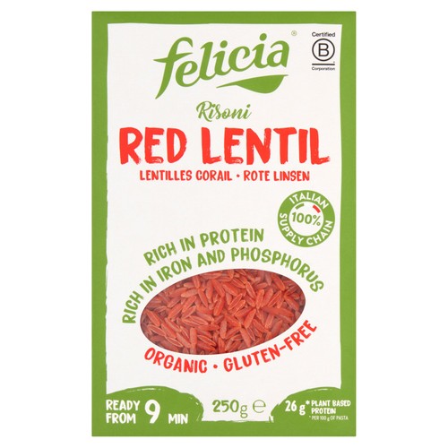 Felicia organic red lentil orzo pasta 250g (British brand)