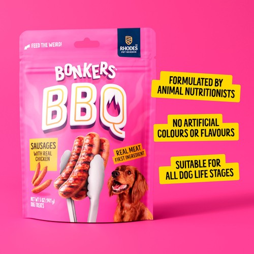 Bonkers BBQ soft chewy chicken dog treats 85g - British product