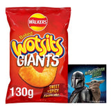 Wotsits Giants baked corn puffs sweet and spicy Flamin' Hot flavour 130g (British brand)