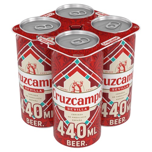 Cruzcampo Spanish lager beer 4 x 440ml cans - British product