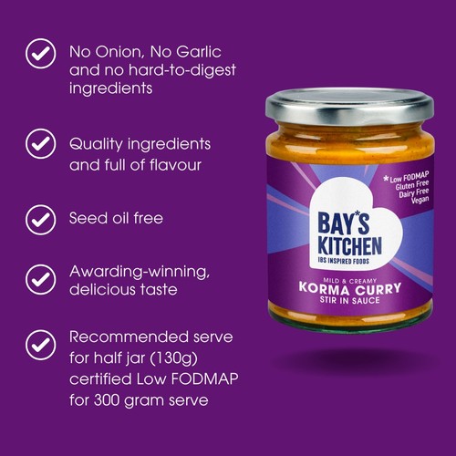 Bay's Kitchen Korma Low Fodmap stir-in sauce 260g - British product