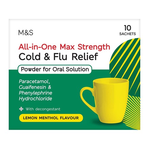 M&S cold and flu sachets 10 sachets, imported from the UK