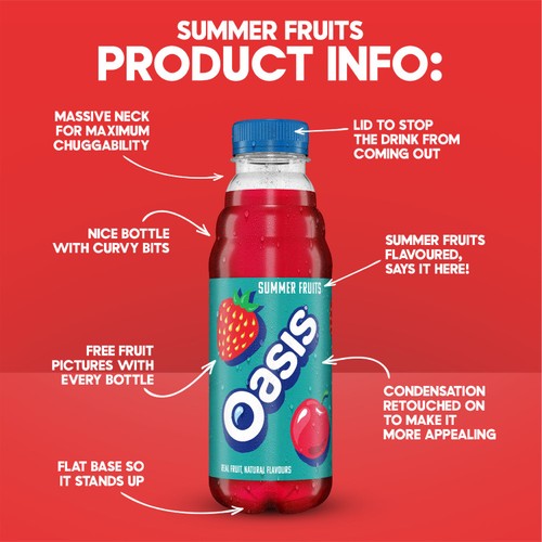 Oasis Summer Fruits juice drink 1.5L, imported from the UK