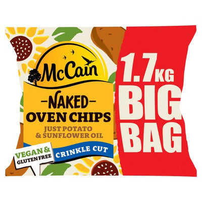 Crinkle Cut ovnsklare chips tilberedt med solsikkeolje, glutenfri og vegansk