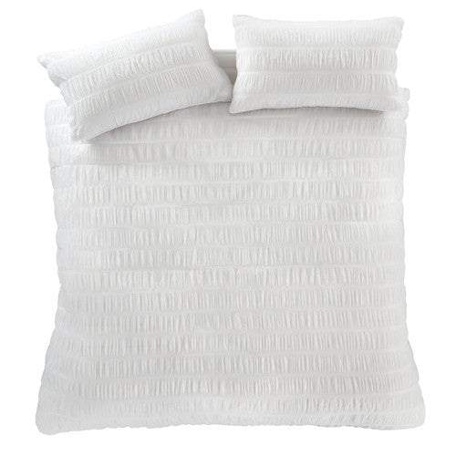 Catherine Lansfield Seersucker Single Duvet Set White
