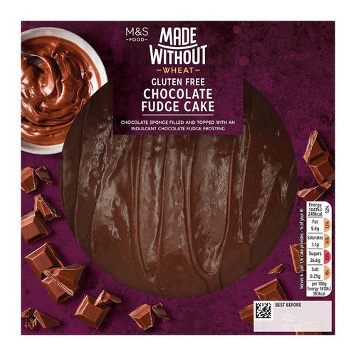 M&S made without wheat chocolate fudge cake 390g, imported from the UK