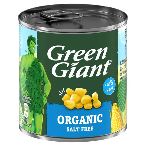 Green Giant organic salt free sweetcorn 150g, UK version