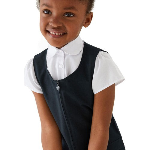 M&S Girls Crease Resistant School Pinafores, 9-10 Years, Navy