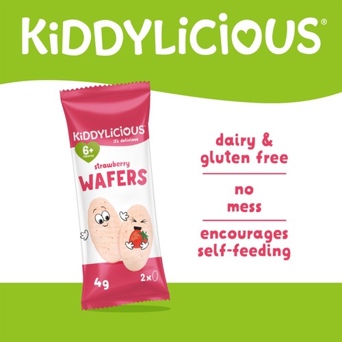 Kiddylicious strawberry maxi wafers baby rice wafers 10 x 4g, UK version