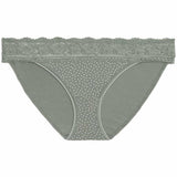 M&S Womens, Cotton Blend Printed Bikini Knickers, Size 8, Green