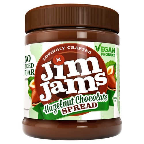 JimJams vegan hazelnut chocolate spread no added sugar, UK version