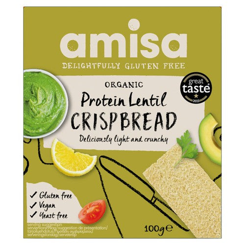 Amisa Protein Lentil Crispbread 100g - British product