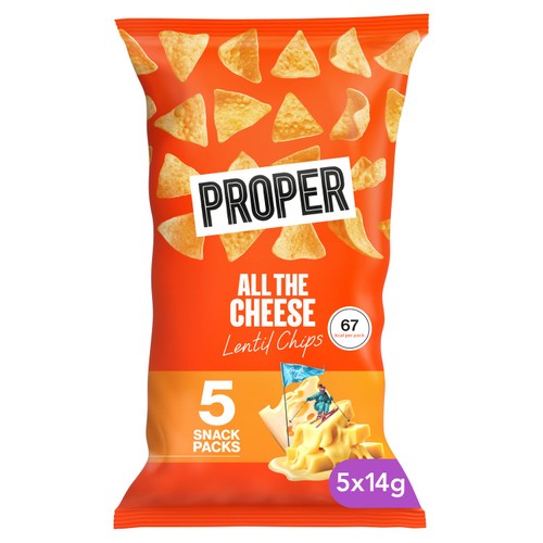 Properchips Lentil Chips All the Cheese Multipack, imported from the UK