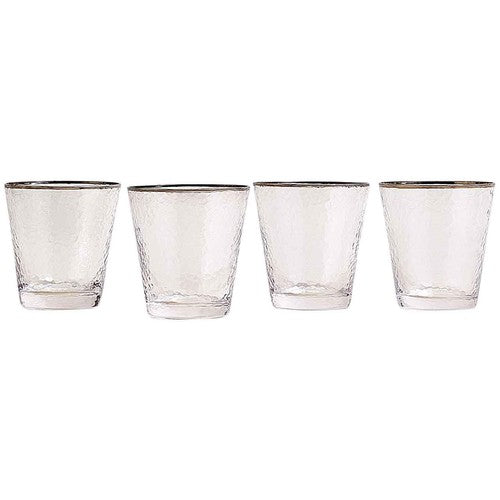 M&S Textured Platinum Rim Glass Tumblers 4-pack, imported from the UK