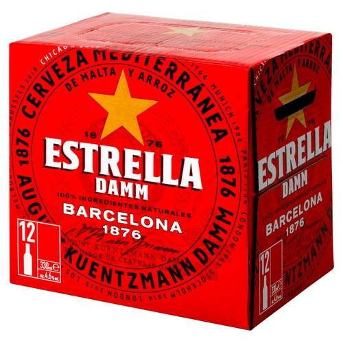 Estrella Damm Spanish lager 330ml pack - British product