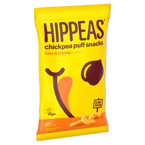Hippeas Take It Cheesy chickpea puffs 78g, UK version