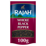 Rajah whole black pepper soft pouch 100g, imported from the UK