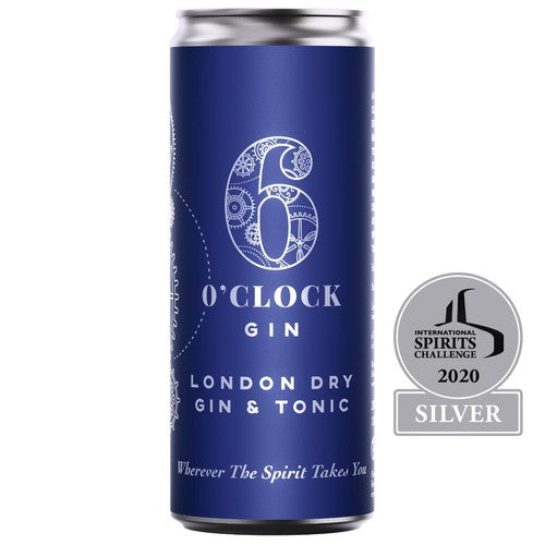 6 O'clock Gin London Dry Gin & Tonic 250ml, UK version