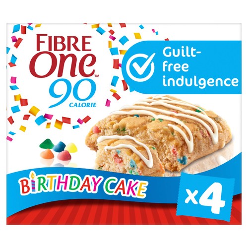 Fibre One Birthday Cake Bar Squares 4 x 24g - British product