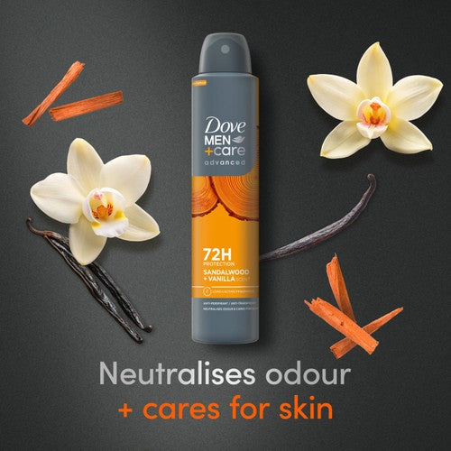 Dove Men+Care Advanced Sandalwood Vanilla Antiperspirant Spray 200ml - British product