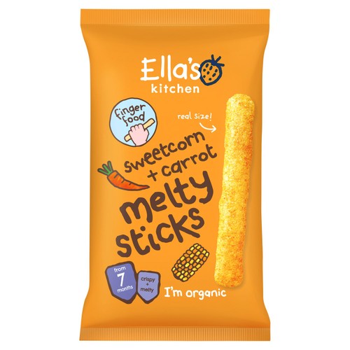 Ella's Kitchen sweetcorn and carrot melty sticks 16g - British product