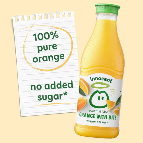 Innocent pure orange juice with bits 1.35L, UK version