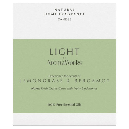 Wax Lyrical AromaWorks Lemongrass & Bergamot soy wax candle 30cl (220g) - British product