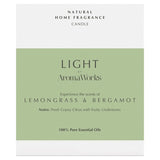 Wax Lyrical AromaWorks Lemongrass & Bergamot soy wax candle 30cl (220g) - British product