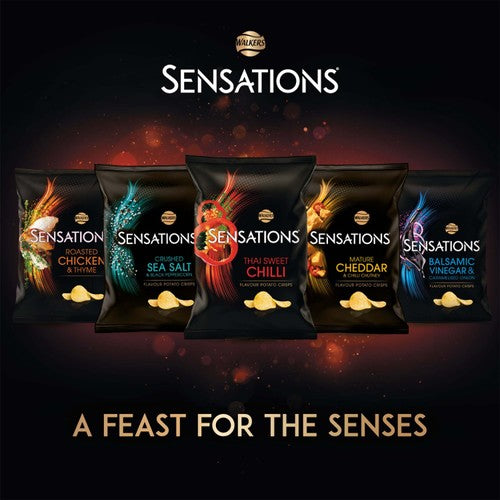 Walkers Sensations Mature Cheddar Cheese & Chilli crisps 150g (British brand)