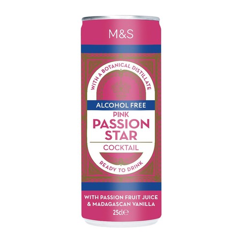 M&S Pink Passion Star canned cocktail 250ml, imported from the UK