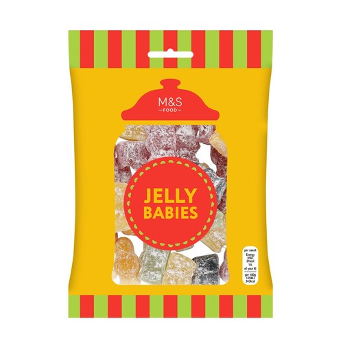 M&S Jelly Babies Fruit Flavoured Jelly Sweets 225g, imported from the UK