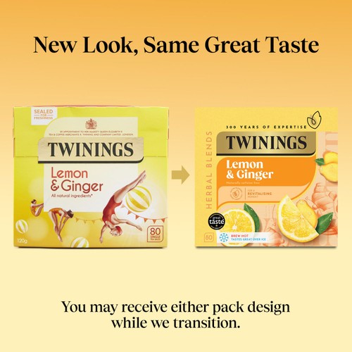 Twinings lemon and ginger herbal tea (British brand)