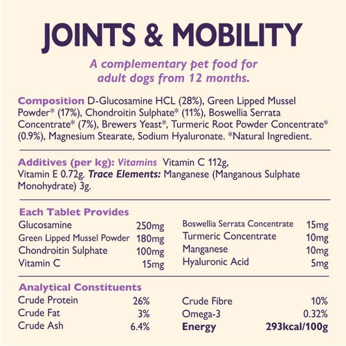 Lily's Kitchen joint supplement 60 tablets, imported from the UK