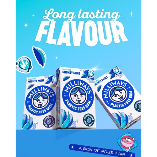 Milliways Mighty Mint chewing gum 19g, imported from the UK