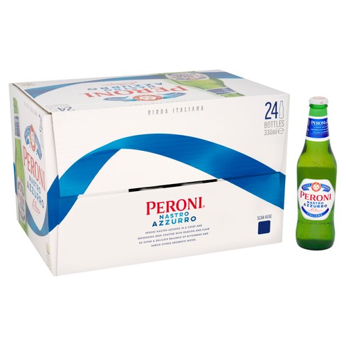 Peroni Nastro Azzurro lager 24 x 330ml bottles, imported from the UK