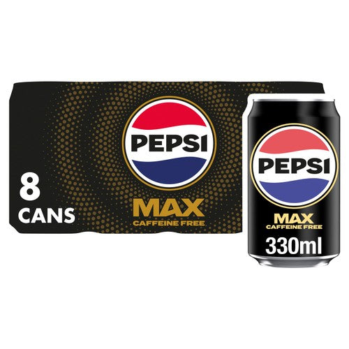 Pepsi caffeine-free sugar-free cola soft drink multipack 8x330ml, imported from the UK