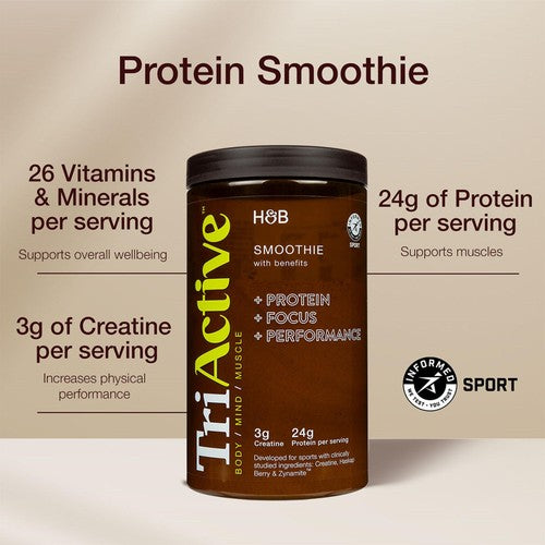 Holland & Barrett TriActive Sport Protein Smoothie Blend blueberry apple 500g (British brand)