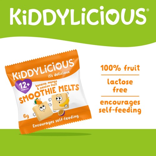 Kiddylicious banana, mango & passionfruit smoothie melts baby snacks 4 x 6g, UK version