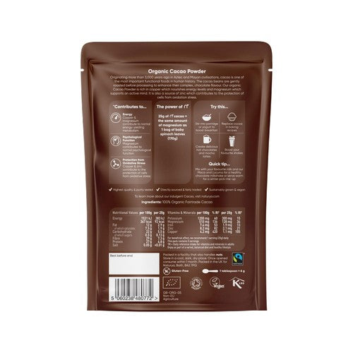 Naturya organic fair trade cacao powder 125g, imported from the UK