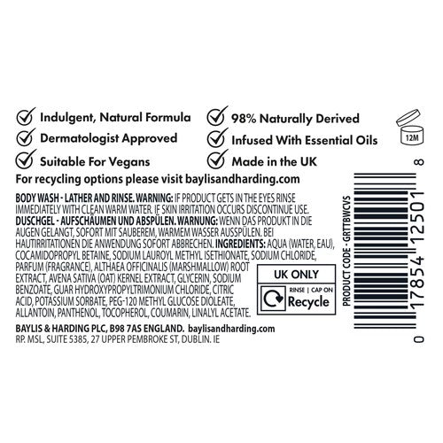 Baylis & Harding coconut vanilla body wash 100ml, imported from UK
