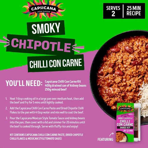 Capsicana Mexican Chilli Con Carne Cooking Sauce Kit