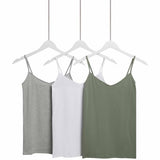 M&S Womens Cotton Rich Strappy Vests, 8, Green