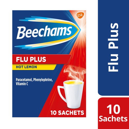 Beechams Flu Plus lemon sachets - British product